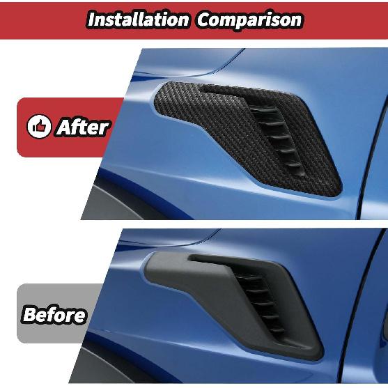 JeCar Carbon Fiber Fender Side Air Vent Decor Cover Trim For Ford Raptor F150 2021+