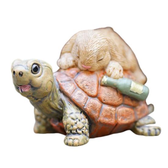Resin Animal Garden Statue Cartoon Bunny Turtle Hedgehog Figurine for Fairy Garden Yard Lawn Indoor Outdoor Decor