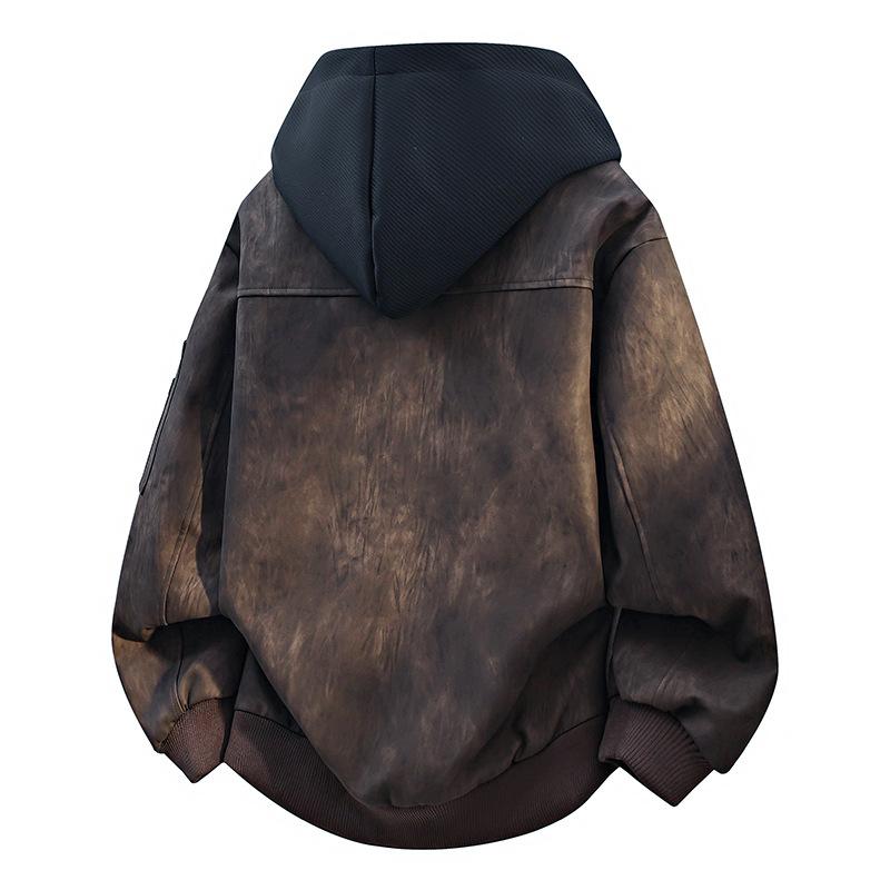 New spring hooded stylish PU leather jacket casual biker-style short men's jacket