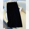 Women's Gray Polka Dot Wool A-Line Hip-Hugging Midi Skirt - Autumn/Winter 2025 Collection