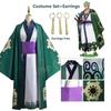 Green Roronoa Zoro Kimono Cosplay Anime Costume Uniform for Halloween Adult Suit Lining Wig Outerwear Girdle Disfraz Halloween