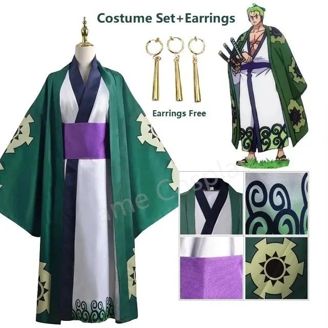 Zaļš Roronoa Zoro Kimono Cosplay Anime