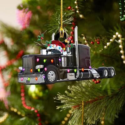 Christmas Vehicle Ornament Acrylic Truck Tractor Airplane Christmas Tree Ornament For Holiday Party Decoration Home Ornament