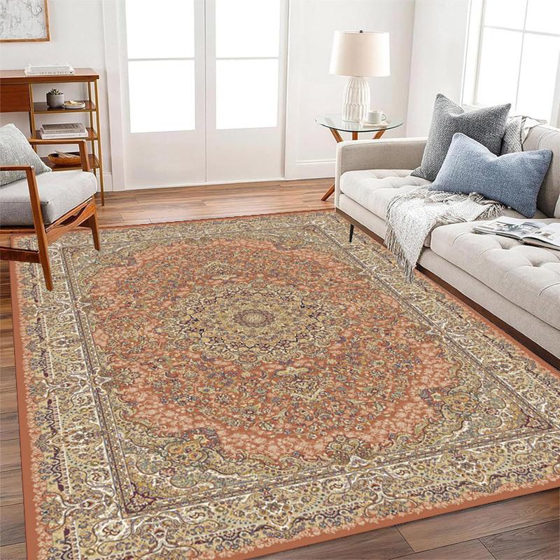 Living Room Carpet Dirt Resistant and Easy To Maintain Retro American Style Foldable Washable Sofa and Coffee Table Carpet