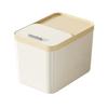 Airtight Rice Storage Container with Measuring Cup, Khaki Color Bin, Easy Open Lid, Space