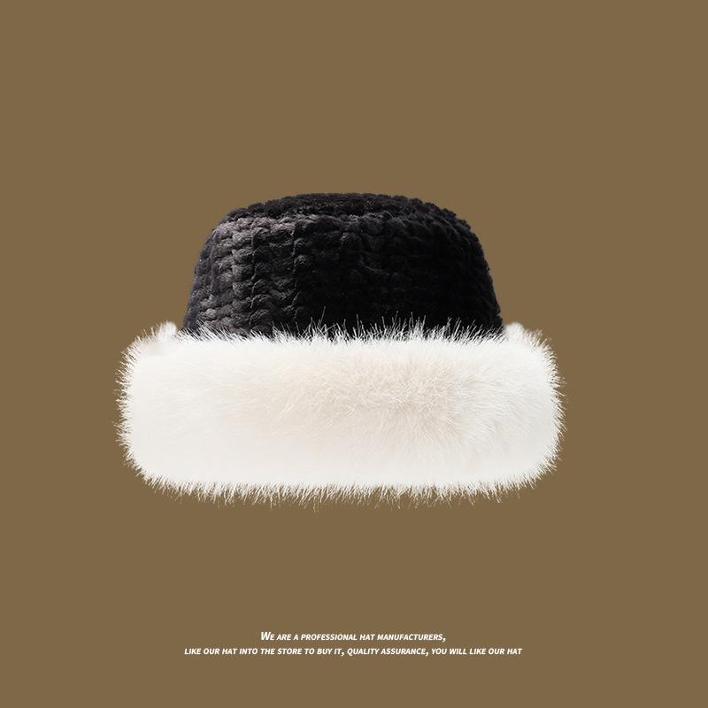 Winter Imitation Seto Fur Fisherman's Hat for Women Warm Soft and Waxy Plush Basin Hat Korean Style Face Showing Small Cold Proof Hat