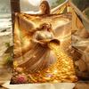 1PC Angel spreading coins in garden Blanket Suitable for Home Bedroom Sofa Travel Camping Blanket Various Sizes for Gifts