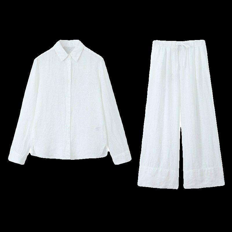 Fashion Style 2024 Summer New Arrival Women's Temperament Wild Linen Shirt High Waist Loose Pants 4877078 251