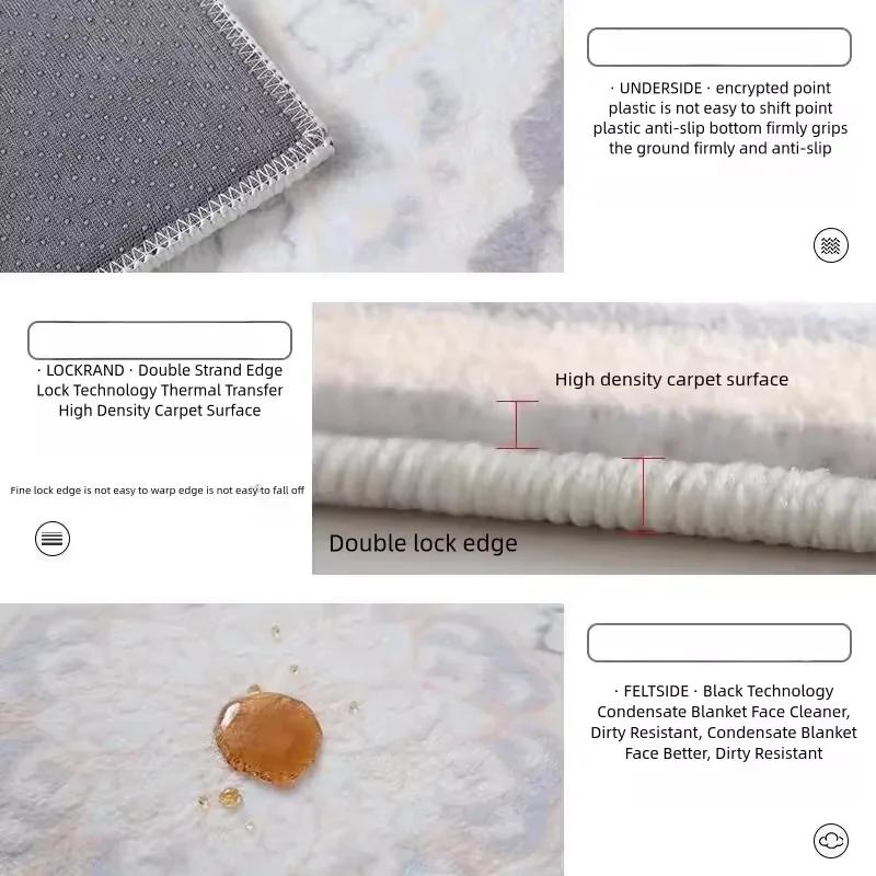 Blumenzyklus Nachttischteppich Blumenmuster Teppiche für Wohnbereiche Imitation Wollteppiche Rutschfeste Fußmatte für Schlafzimmer Heimdekoration Teppich