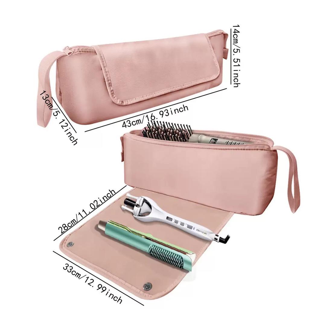 Sac de voyage 2-en-1 pour appareils capillaires (fer à lisser, lisseur, fer à boucler) et accessoires de soins capillaires, avec poches intérieures