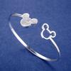 Wholesale Fine 925 Sterling Silver Bangles Bracelet Charms Heart Open for Women Lady Jewelry Adjustment Cuff Wedding Gift