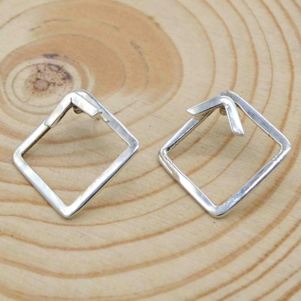 Náušnice čtvercové manžety do uší ze sterlingového stříbra 925, ručně vyráběné náušnice přední zadní, dárek pro ni