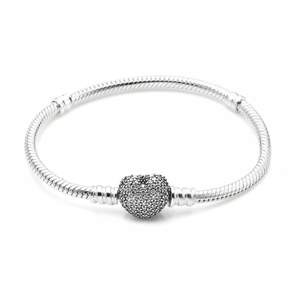 Pandora 590727cz Moment Funkelndes Pav Herz Klasse Schlangenarmband Silber