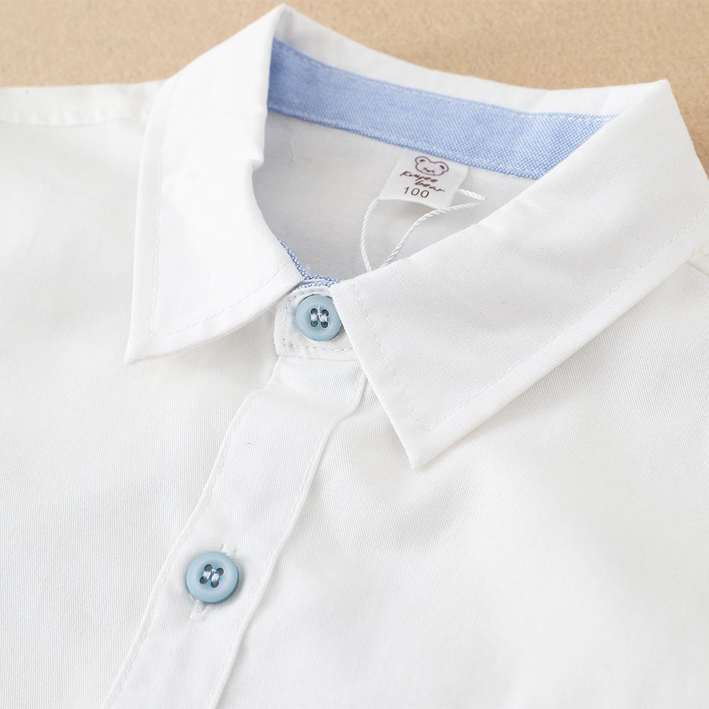 Boys Shirt White Cotton Long Sleeve Clothes for Toddler Boys Casual Top for Kids Aged 2-6 School Children