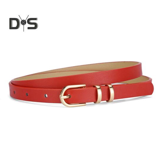 Women Belt Adjustable Multi Holes Design Thin Belt Faux Leather Pin Buckle Belt Solid Color Jeans Pants Belt Costume Accessories