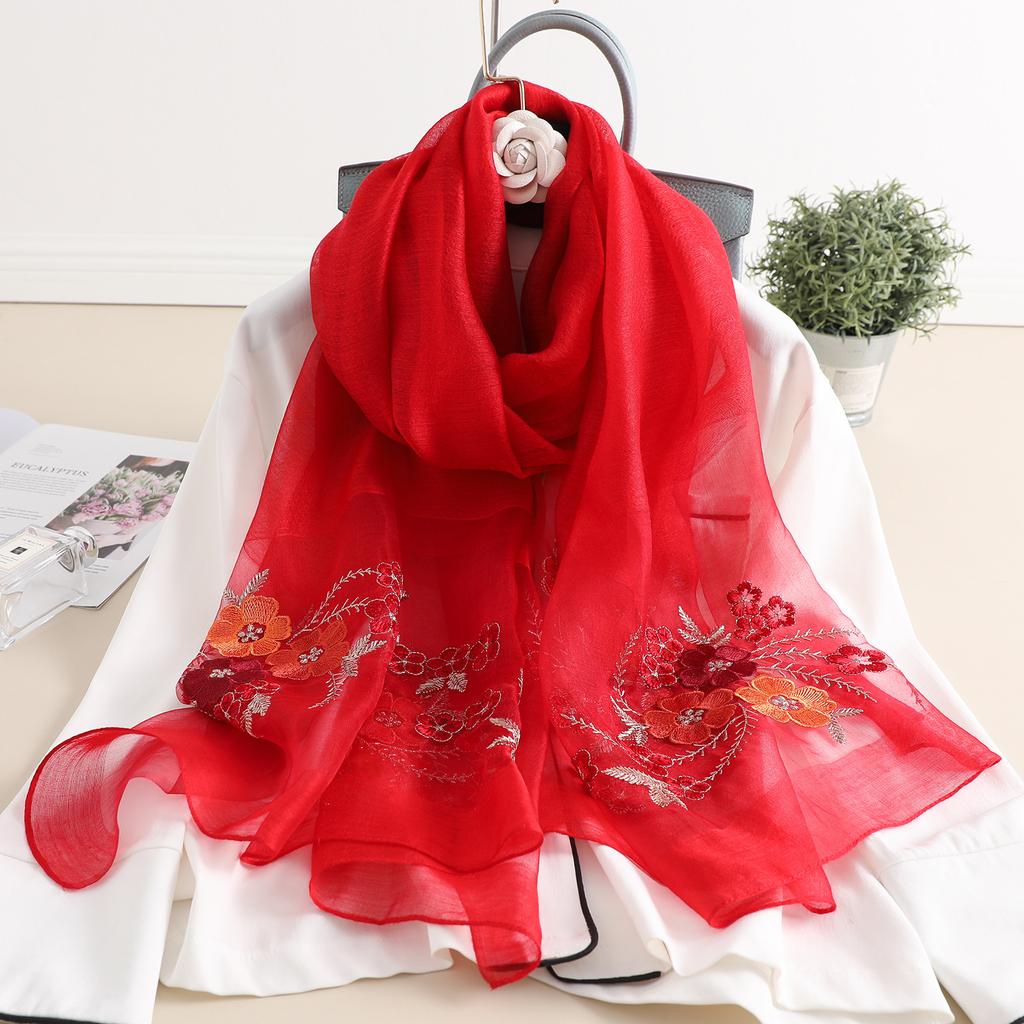 Nou Brand 2025 Iarnă Hijab Mătase Lână Broderie Eșarfe Femei Călătorie Plajă Poncho Șal Eșarfă Batic Foulard Femme Pașmină