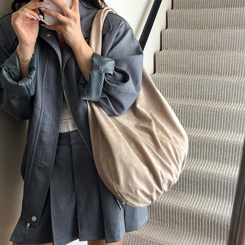 New Suede Tote Bag Women's Retro Matte Shoulder Bag High-end Large-capacity Commuting Versatile Shopper Handbags