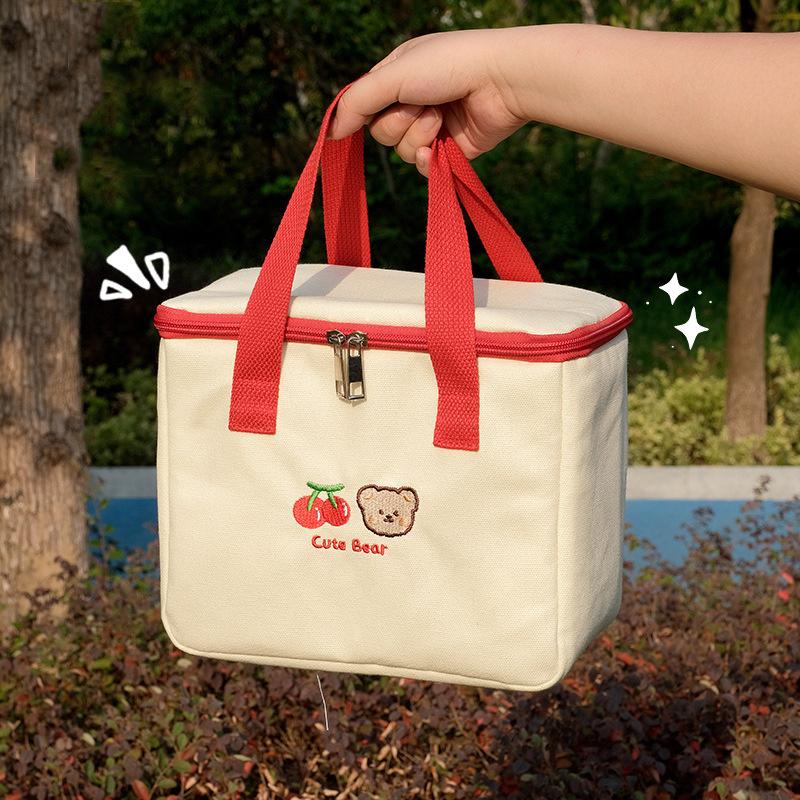 1pc Portable Lunch Box Bag, High Appearance, Large Capacity Lunch Box Bag, Student Lunch Box Insulation Bag