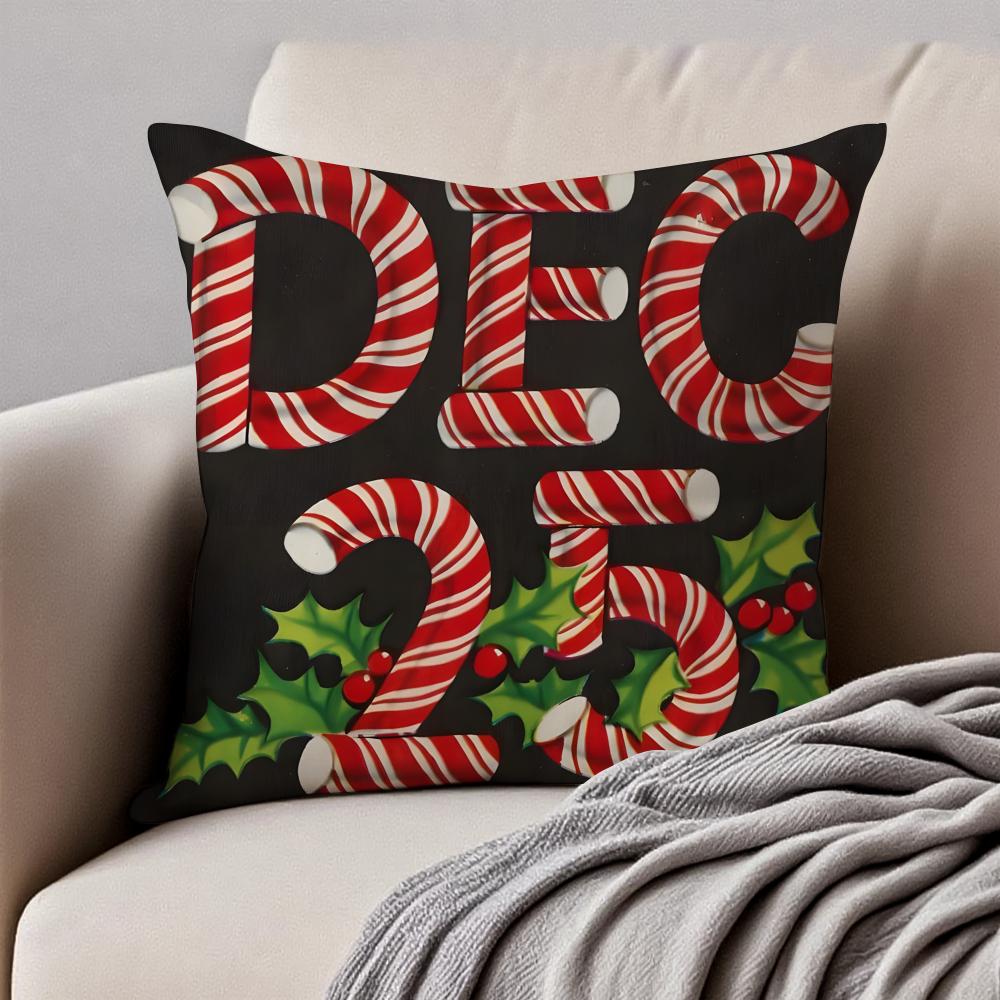 Christmas Cushion Cover Pillowcase Antidustmite Invisible Zipper Short Plush Sofa Cushion