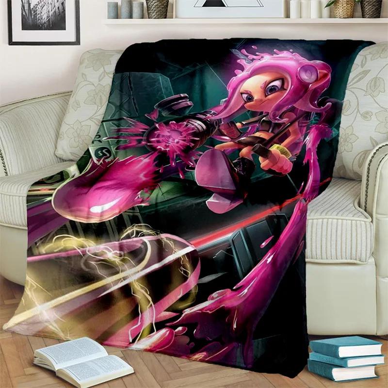 Cartoon PC Gamer 3D Games Splatoon Blanket,Soft Throw Blanket for Home Bedroom Bed Sofa Picnic Travel Office Cover Blanket Kids