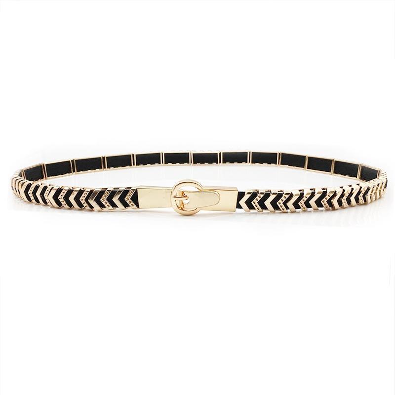 Belt, Fashionable Women's Metal Elastic Belt, Thin Waist Seal Decoration Simple Korean Version Skirt Accessories Belt
