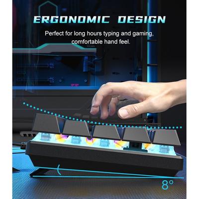 Portable LED Backlit Corded Mechanical Gaming Keyboard 61 Key Hot Swappable Mechanical Keyboard Upgraded for Gaming