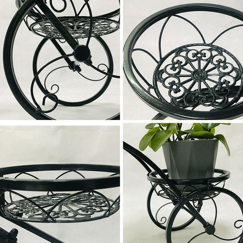 Outdoor Indoor Blumentopf Schwarz/Weiß Fahrrad Pflanzenständer Hof Eisenkorb Regal Home Garten Dekor