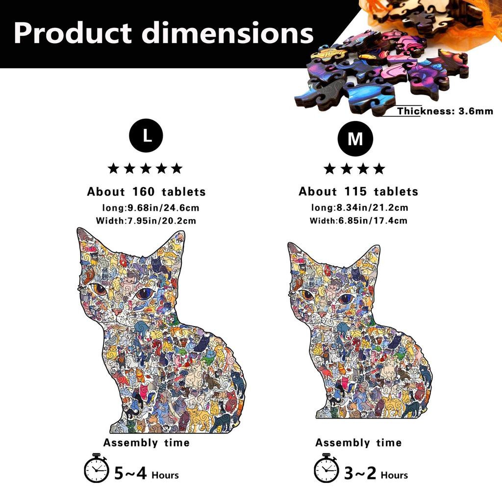 Adult High-Difficulty Irregular Cat Jigsaw Puzzle with Gift Money Box - Wacocetoy Wooden Version