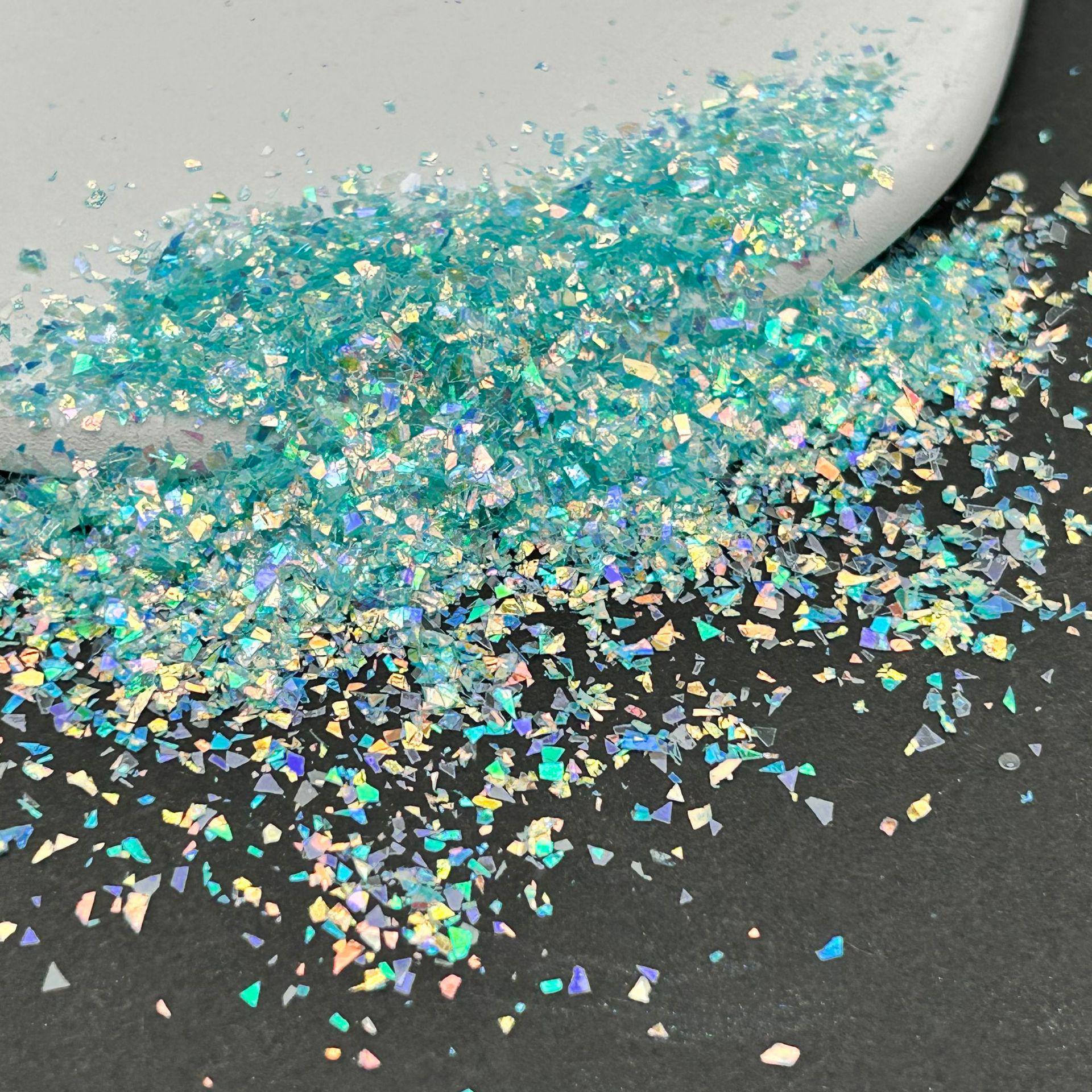 

Разноцветные голографические ПЭТ хлопья: 2x2 Неправильные маленькие блестки для нейл-арта и рукоделия 50g