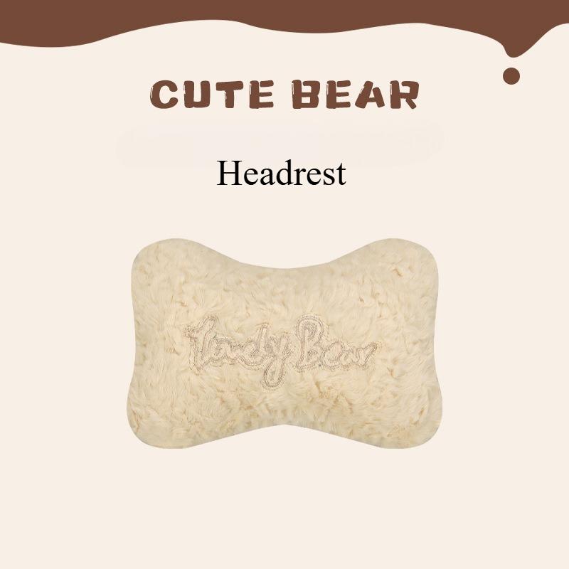 Cartoon 3D Bear Universal Car Seat Cushion Covers Plush Backrest for Autumn Winter Warm Cute Designed Seat Accessories