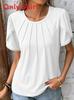 Summer Women T Shirt With Lace Sleeve For Casual Wear