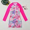 2025 Korean Style Long Sleeve Girls' Zipper Swimsuit – Cute, Conservative One-Piece Swimwear