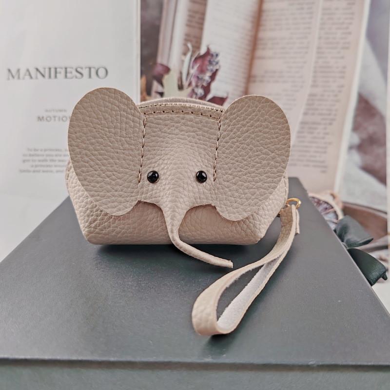 Sweet And Fresh Style Pu Leather Elephant Coin Purse Women's Bag Pendant Card Holder Lipstick Bag Zipper Coin Purse Lemon Yellow