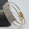 Luxury Full Rhinestone Inlaid Hollow Band Cuff Bangle Bracelet Women Jewelry