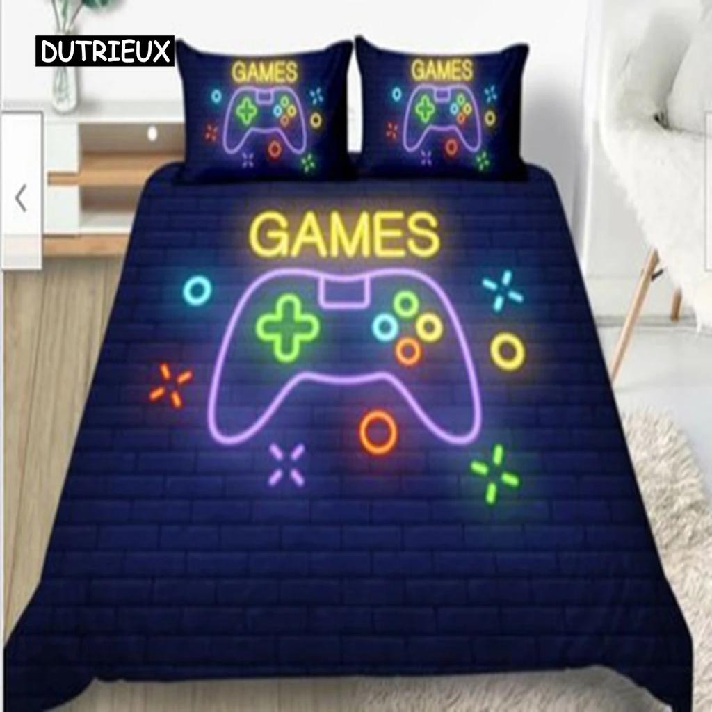 Gamepad Comforter Cover Gamer Bedding Set Teens Video Game Duvet Cover for Youth Kids Boys Modern Game Controller Bedspread