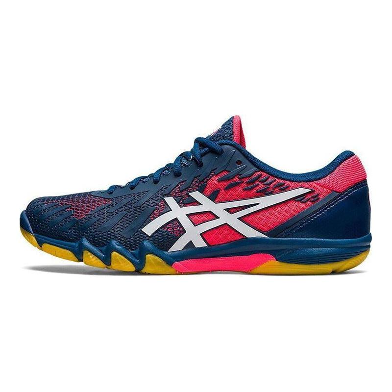 Asics Attack Bladelyte 4 Mako Blau Rot Unisex Sneakers Weiß 1073A001-406