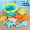 Foldable Beach Bucket Beach Toys for Kids Sand Toys Set for Sandbox Toys with Collapsible Bucket Shovel Rake Set Sand Molds