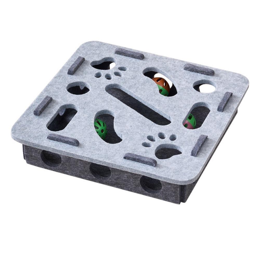 

Креативная игрушка-пазл для питомцев, трек, войлочная коробка для дразнения кошек, игрушка с шариком-треком для котят, физические упражнения для кошек Square Grey