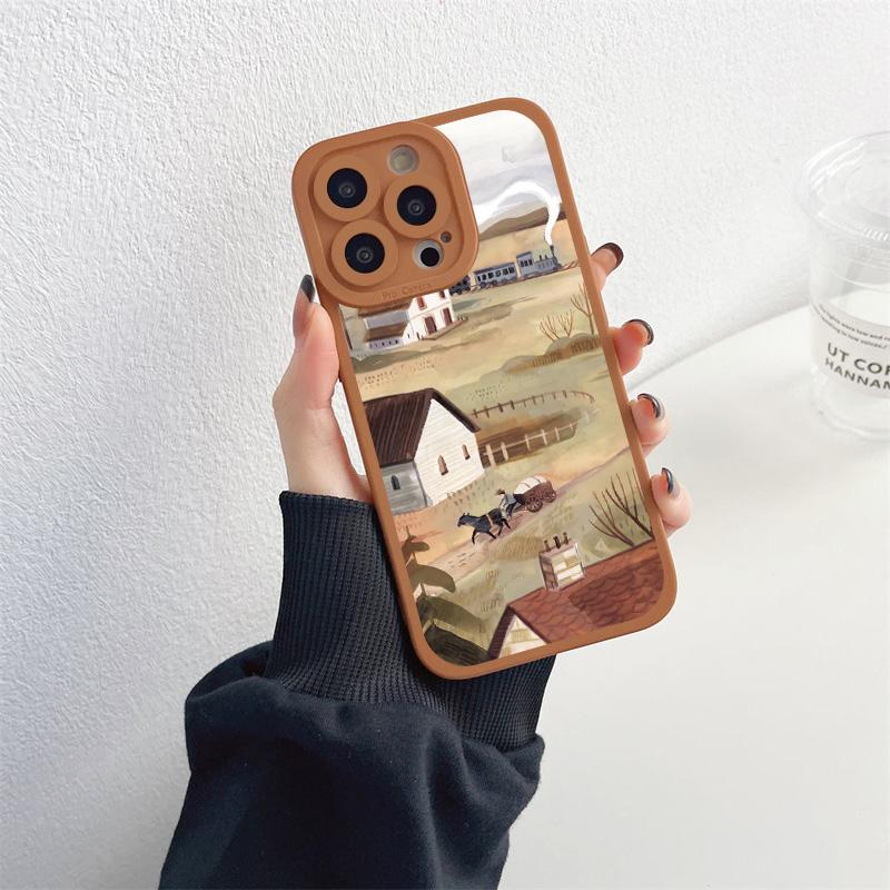 Watercolor Painting Phone Case for IPhone 13 12 11 14 Pro Max X XR XS Cloud Scenery Soft Silicone Cover for IPhone 8 7 Plus SE2