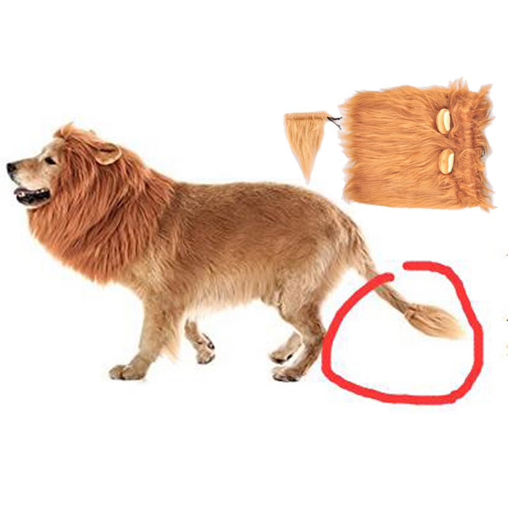 Halloween Pet Dog Cosplay Clothes Cute Realistic Lion Mane Wig Tail For Medium Large Dogs Costume With Ear Pet Accessories