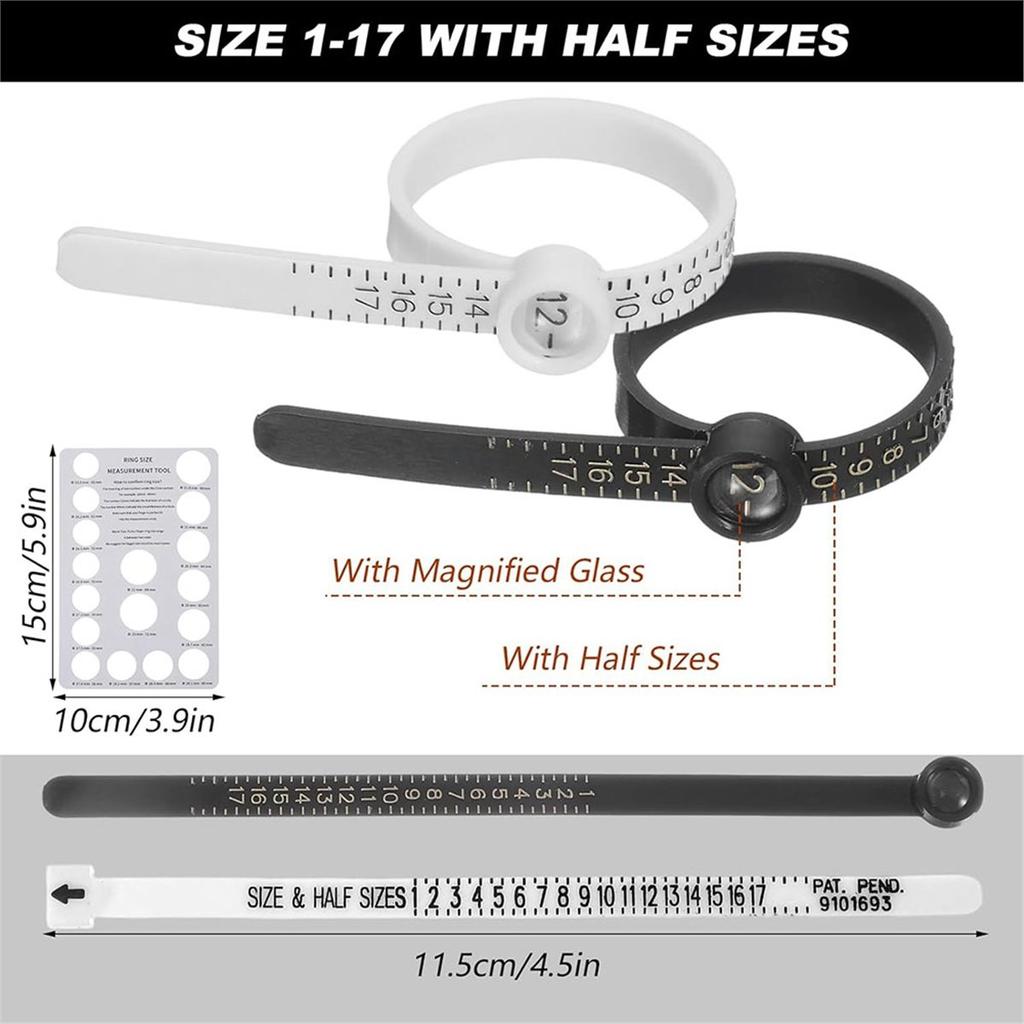 Ring Sizer Measuring Tool Kit, 7 Pack Measuring Ring Tool, USRing Size 0-13 with Half Size, Rings Mandrel Measurer