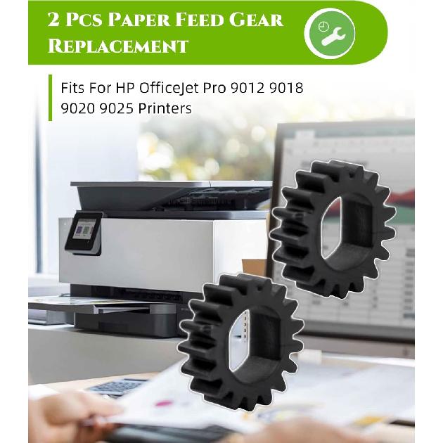 2 Pcs Paper Feed Gear Replacement Fits for HP OfficeJet Pro 9012 9018 9020 9025 Printers, Upgraded Printer Replacement Parts