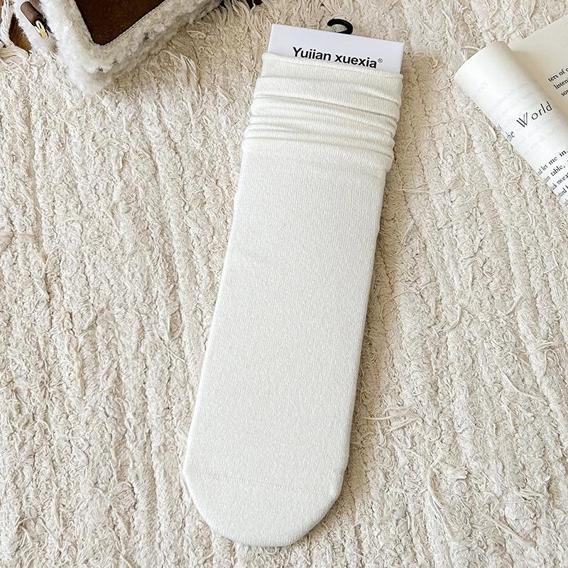 Skarpety Wełniane Dziecięce Jednokolorowe Skarpetki do Nakładania Sezonowe Ciepłe Zwijane Bezszwowe Skarpety Poporodowe Kaszmirowe Skarpety Średniej Długości Damskie