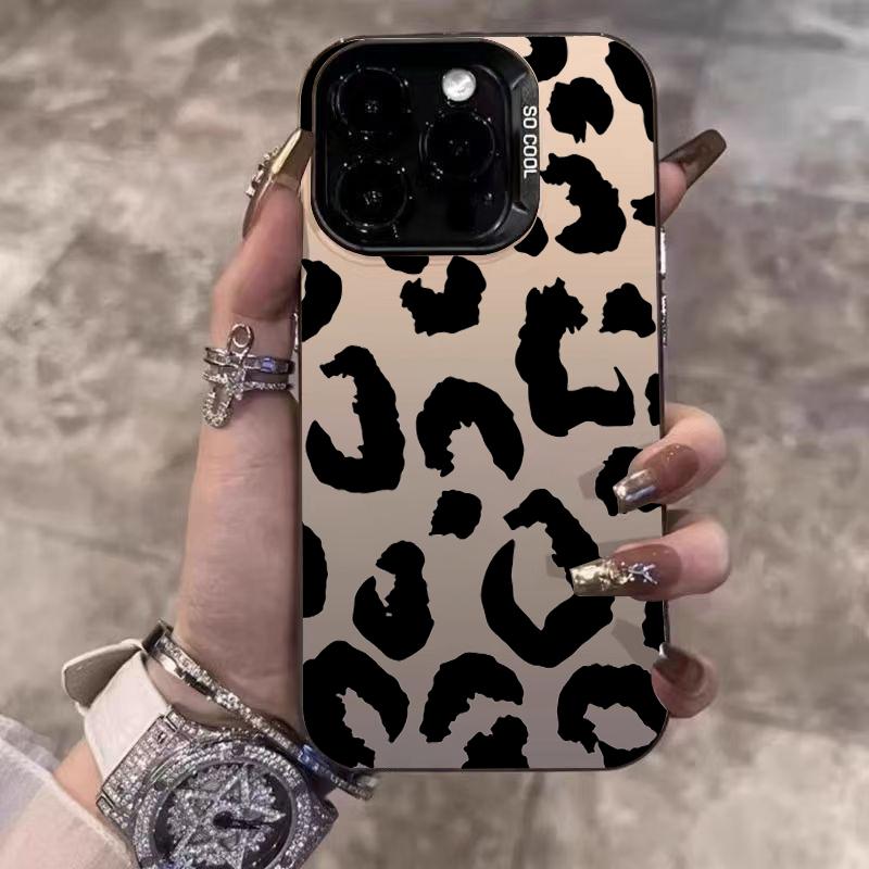 Black Leopard Print Electroplate Phone Case For Samsung Galaxy S25 Ultra S24 Plus S23 FE S22 S21 A16 A23 A26 A34 A55 A56 Cover