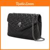 Elegant Quilted Pu Shoulder Bag With Chain Strap In Classic Black For Everyday Use