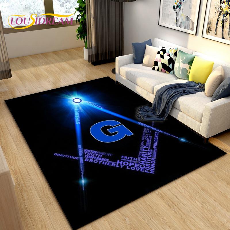 Masonic Carpet Freemason Illuminati Ring Area Rug Large,Carpet All Seeing Eye Rugs Carpets for Living Room,Fitness Pet Floor Mat