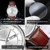 OPK 6022 Men Watches Elegant Fashion Quartz Wristwatch for Men Waterproof Leather Strap Dual Calendar Window Display Watch
