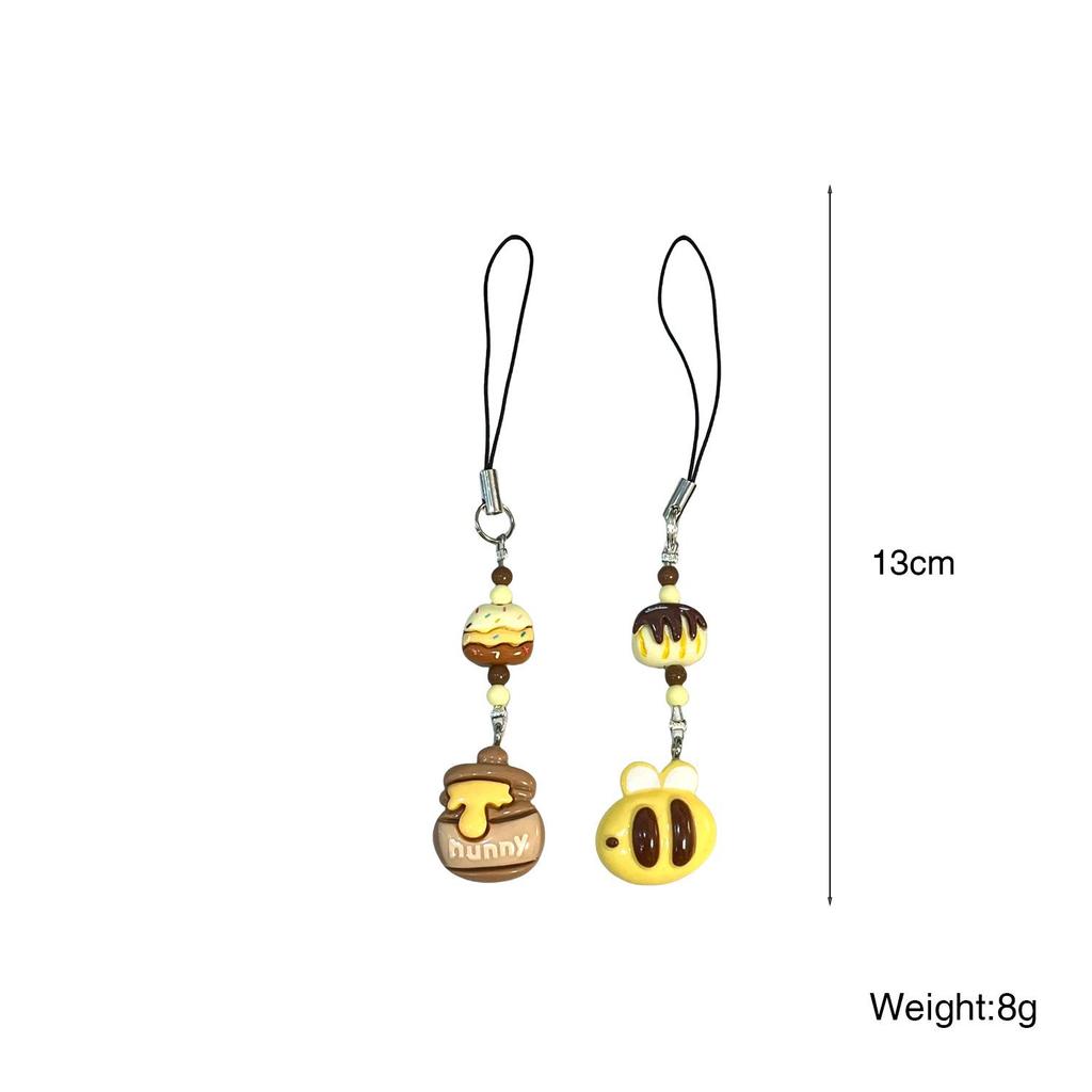 Little Bee Bilibili Bread Keychain Toy: Cute Resin Girl Pendant with Lanyard Phone Strap.