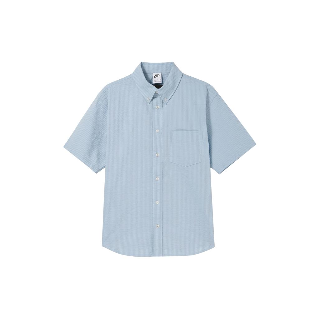 Nike Life Single Button Comfortable Versatile Casual Soft Short Sleeve Shirt Men Shirts Light-Military-Blue FN3223-440