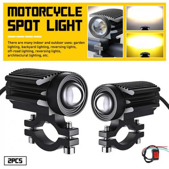Motorcycle LED Spot light Motorbike Headlight Fog Driving Light Yellow White EOA